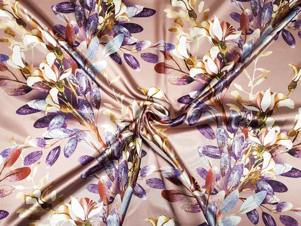 Textillux.sk - produkt Elastický satén Femme kvety 145 cm