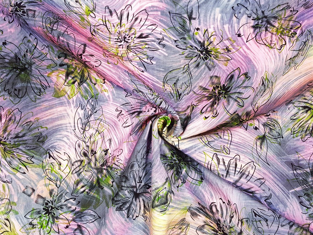 Rifľová látka kvet na maľovanom plátne 150 cm
