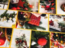Textillux.sk - produkt Vianočná teflónová dekoračná látka - vianočné motívy v kocke, hnedá 160 cm 