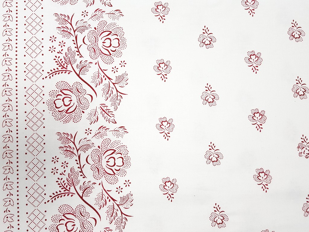 Textillux.sk - produkt Bavlnená krojová látka s bordúrou šírka 140 cm - 11- bordový kvet, biela