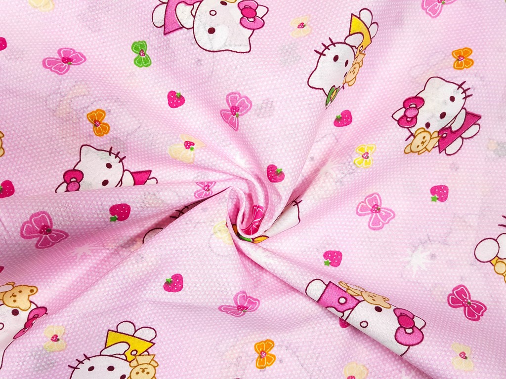 Textillux.sk - produkt Bavlnená látka Hello Kitty 210 cm - 1- Hello Kitty, svetloružová