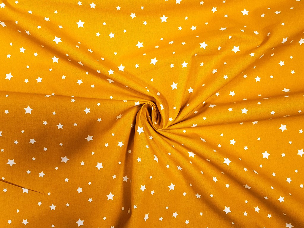 Textillux.sk - produkt Bavlnená látka hviezdičky NEW 140 cm - 2- hviezdičky new, horčicová