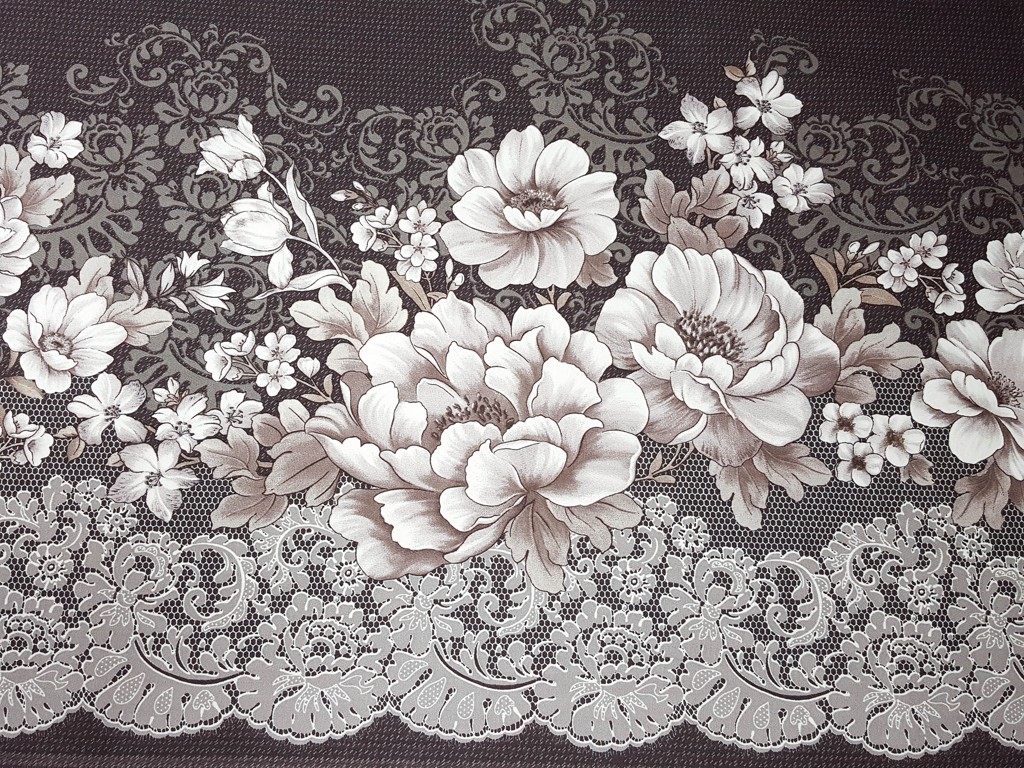 Textillux.sk - produkt Bavlnená štóla biele kvety s čipkou 50cm