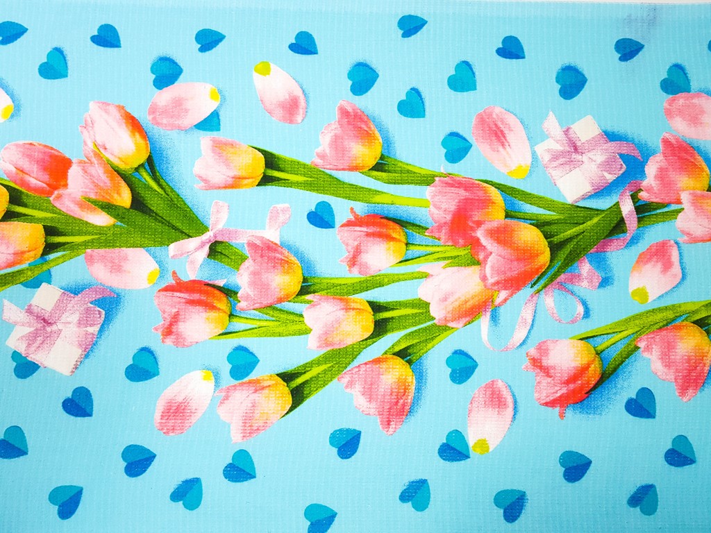 Textillux.sk - produkt Bavlnené vaflové piké tulipány 50 cm