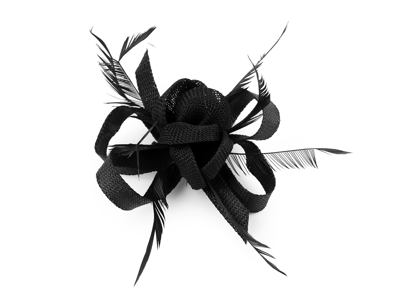 Textillux.sk - produkt Brošňa / ozdoba do vlasov kvet s perím - 2 čierna