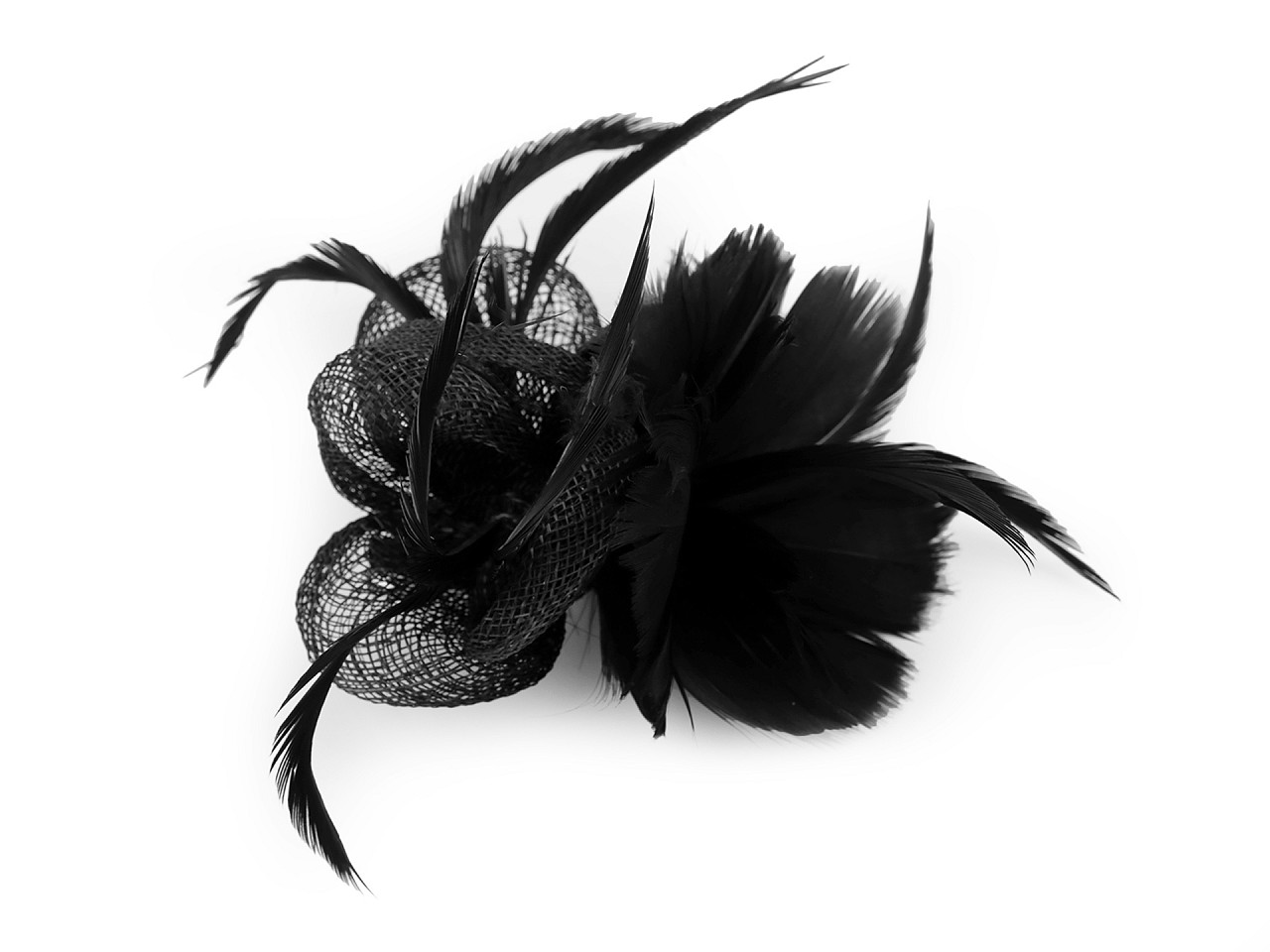 Textillux.sk - produkt Fascinátor / brošňa kvet s perím - 2 čierna
