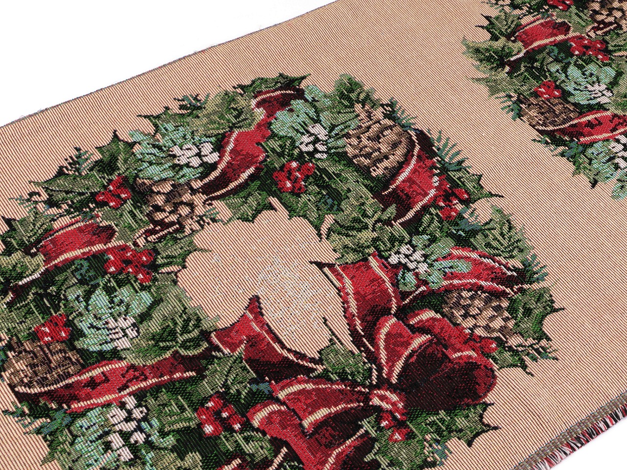Textillux.sk - produkt Gobelín vianočný veniec - panel 38x40 cm - krémová
