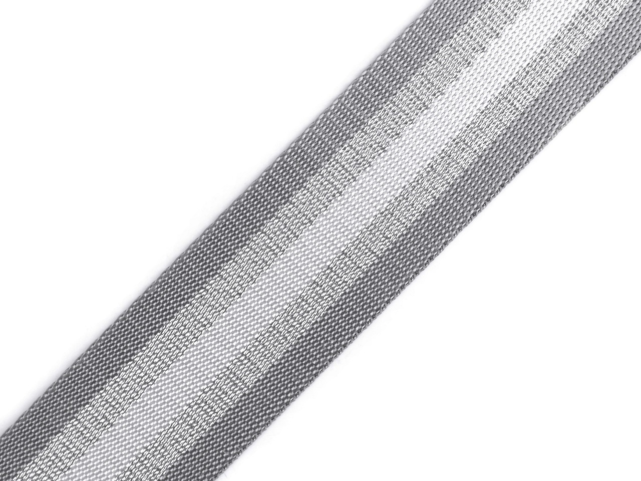 Textillux.sk - produkt Hladký obojstranný popruh s lurexom šírka 50 mm - 4 šedá svetlá strieborná