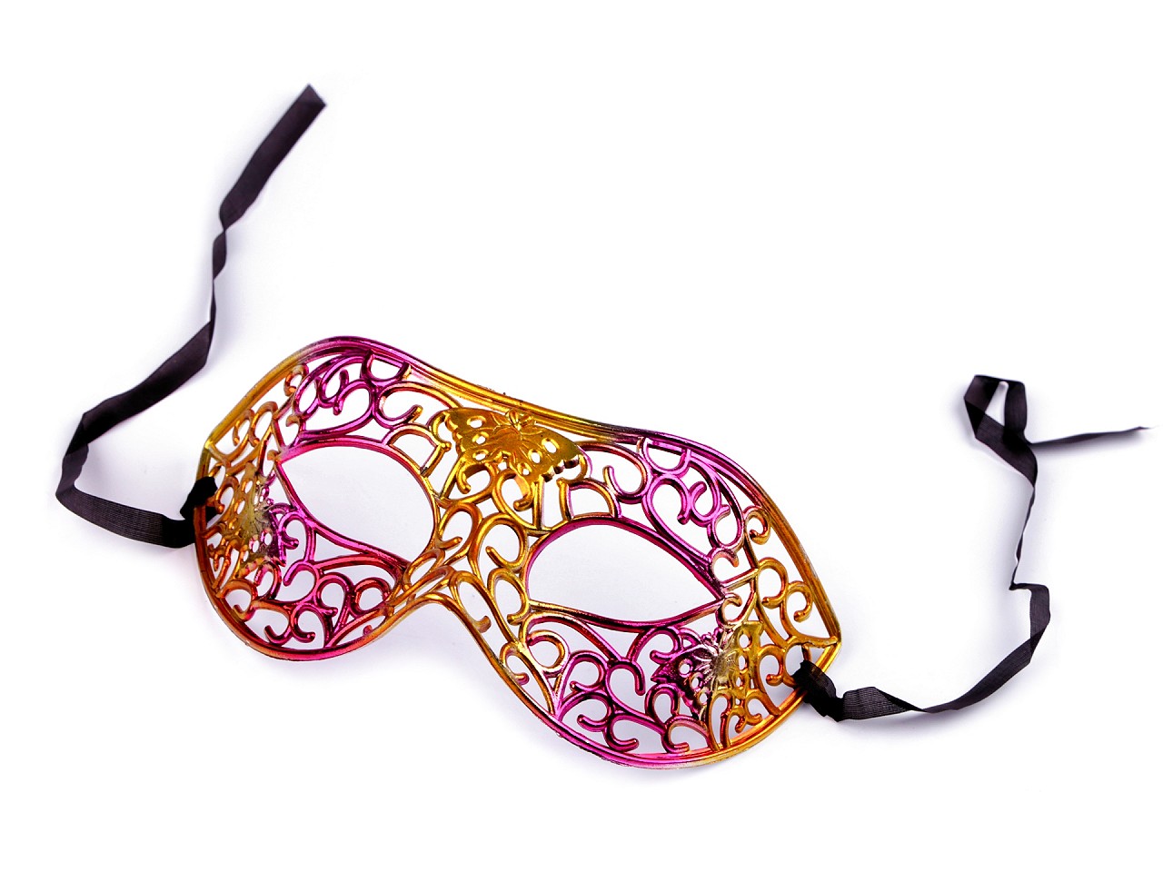 Textillux.sk - produkt Karnevalová maska - škraboška metalická - 2 pink zlatá