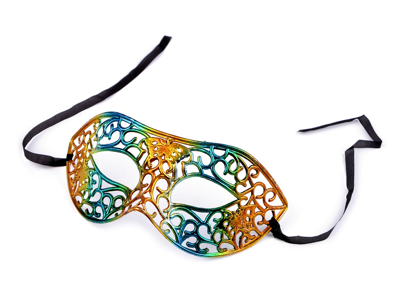 Textillux.sk - produkt Karnevalová maska - škraboška metalická - 4 tyrkysová zlatá