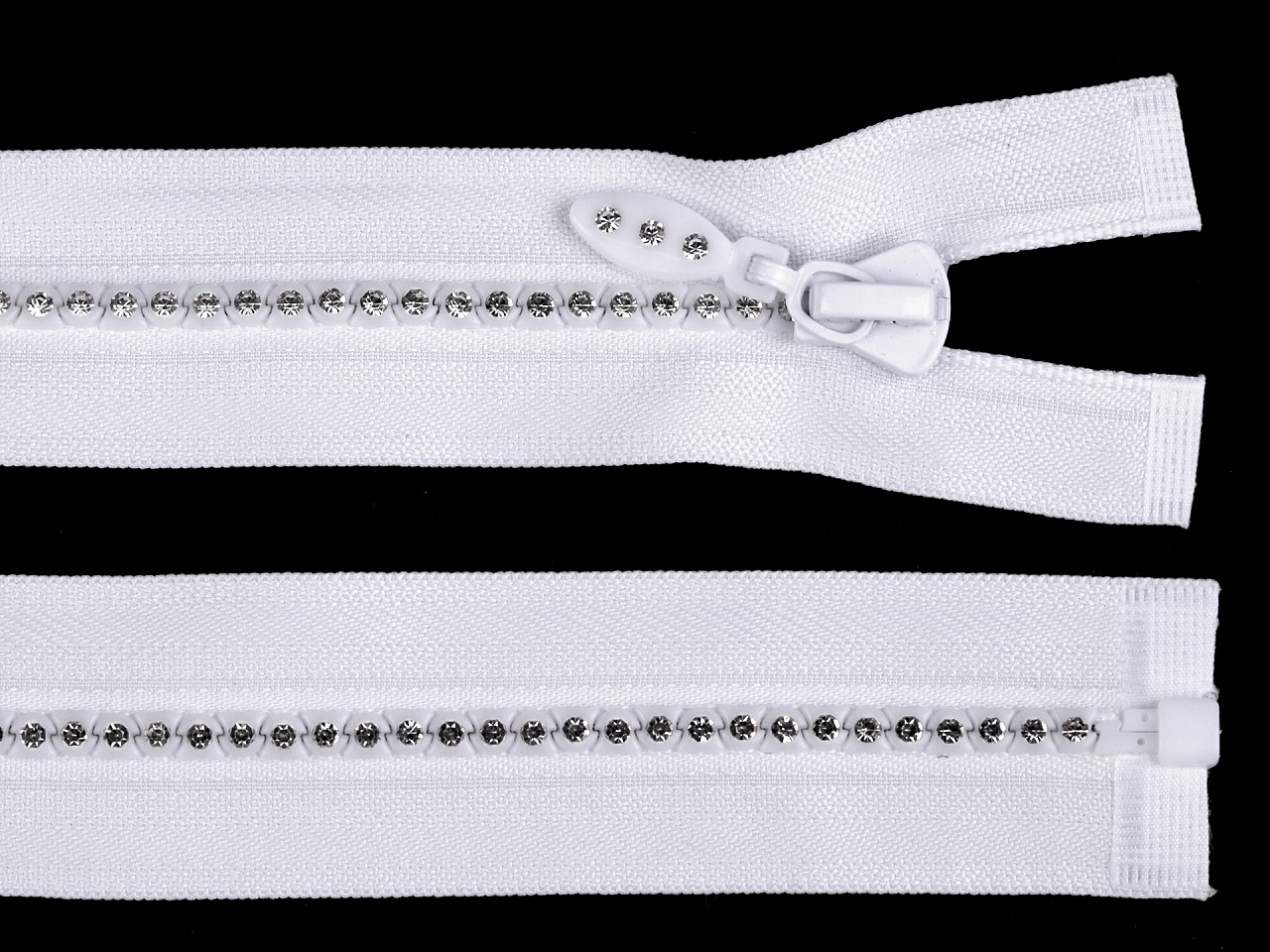 Textillux.sk - produkt Kosticový zips šírka 4 mm dĺžka 60 cm so štrasovými kamienkami