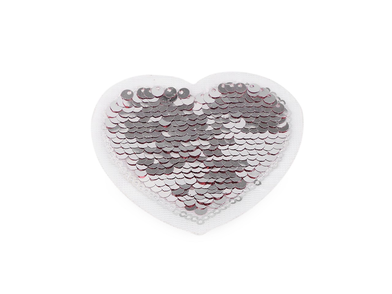 Textillux.sk - produkt Nažehlovačka srdce s obojstrannými flitrami - 2 strieborná púdrová

