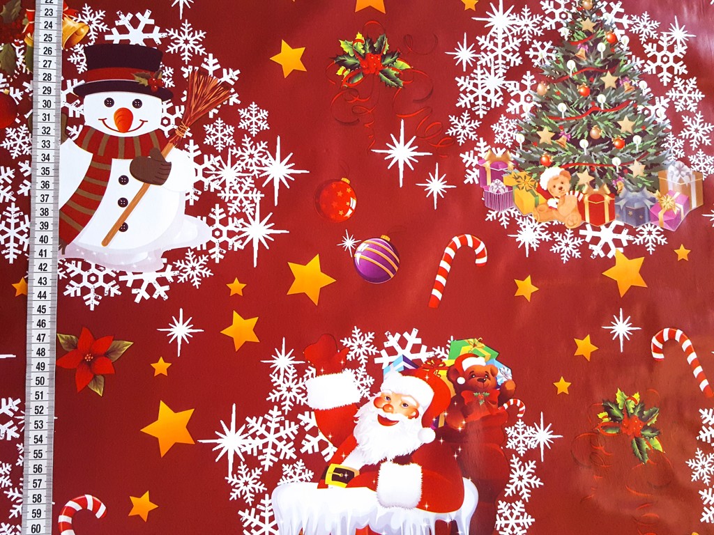 Textillux.sk - produkt Okrúhle PVC obrusy do interiéru a záhrady priemer 140 cm - 430 červené Vianoce