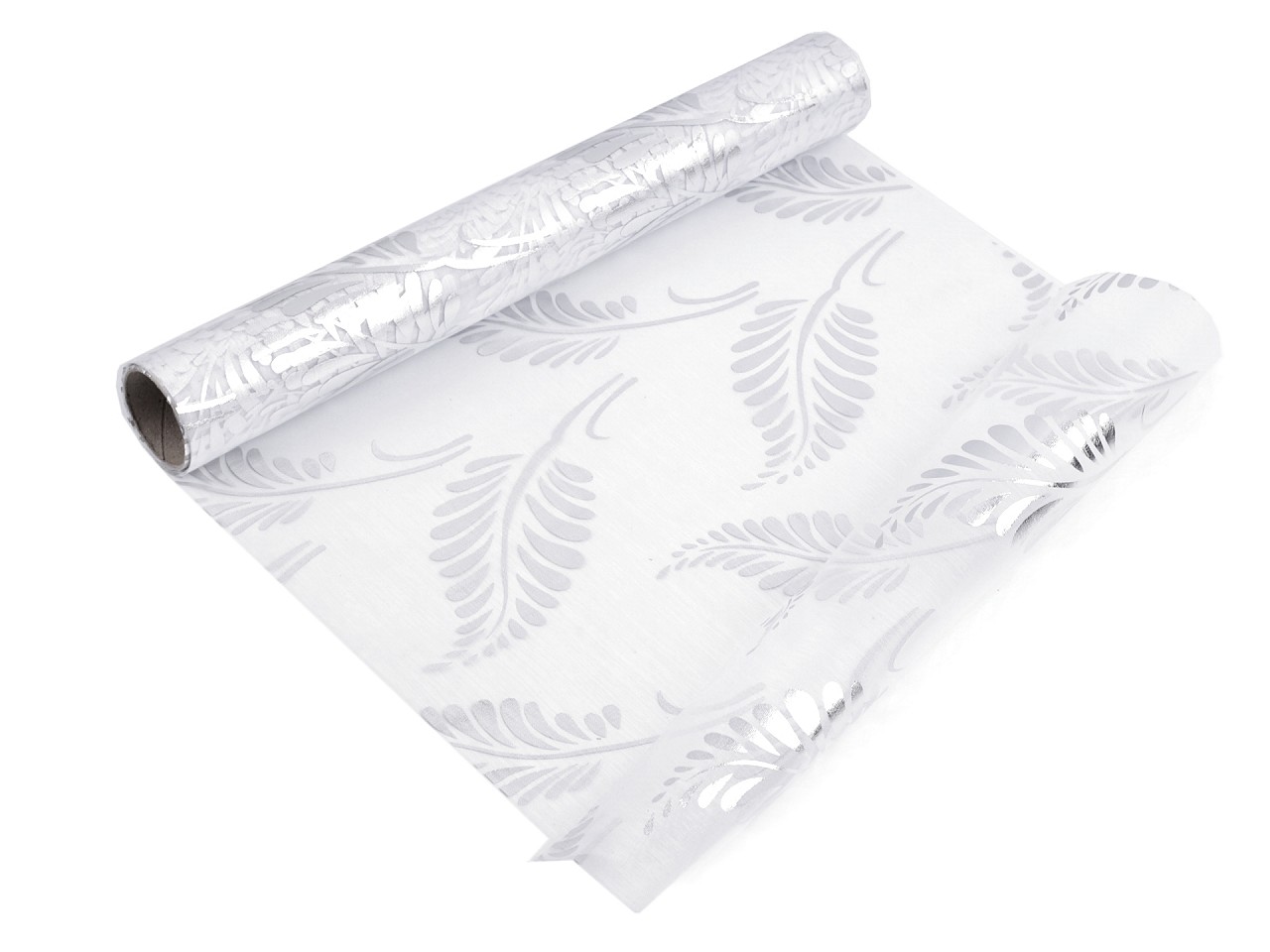 Textillux.sk - produkt Organza s potlačou šírka 36 cm - 2 biela strieborná