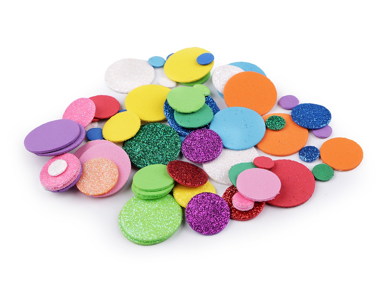 Textillux.sk - produkt Penová guma moosgummi kolieska s glitrami - mix veľkostí