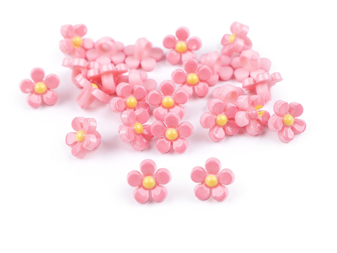 Textillux.sk - produkt Plastové gombíky / korálky kvet Ø11 mm - 3 ružová sv.