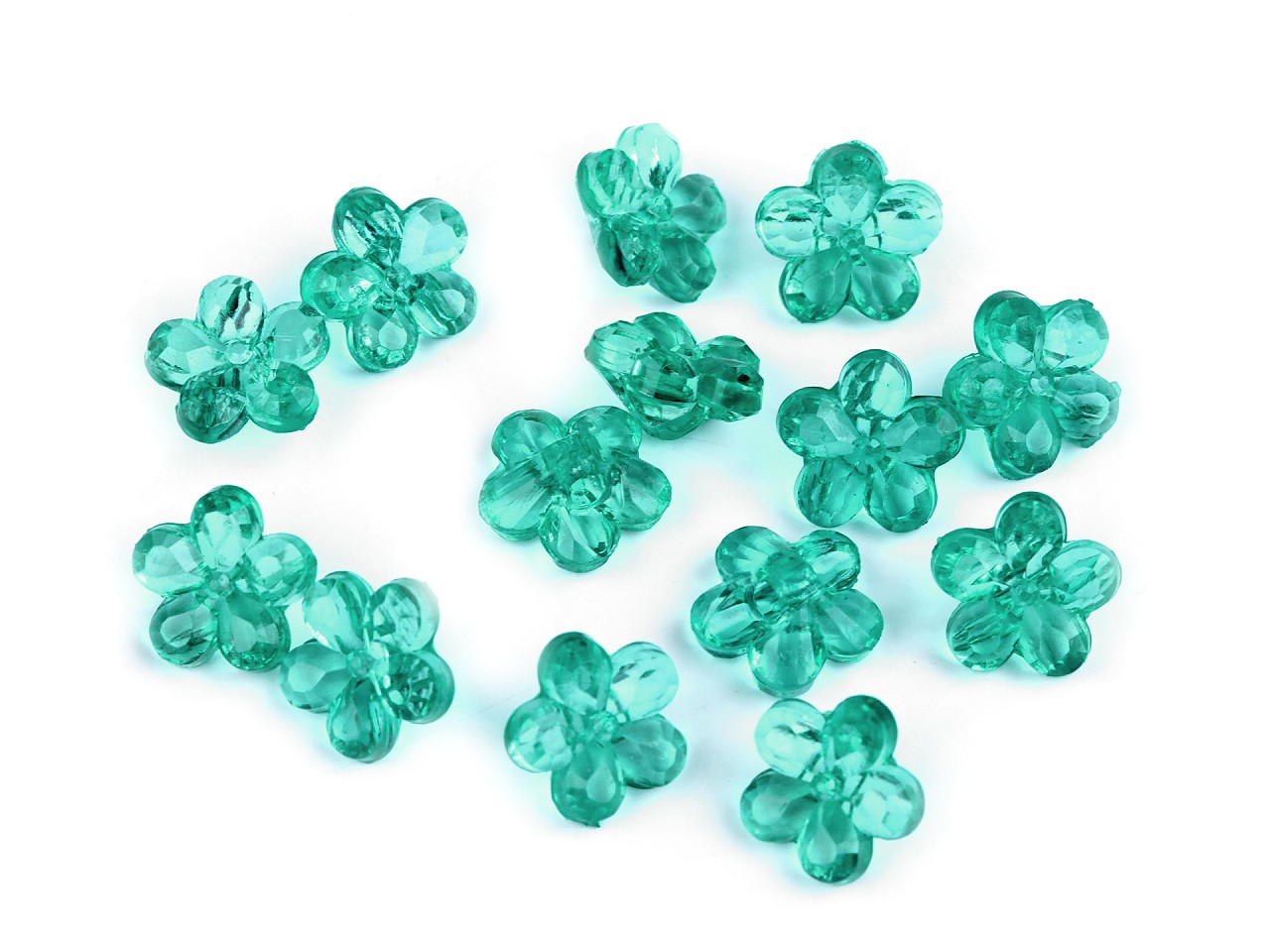 Textillux.sk - produkt Plastové gombíky / korálky kvet Ø12 mm - 4 zelený tyrkys