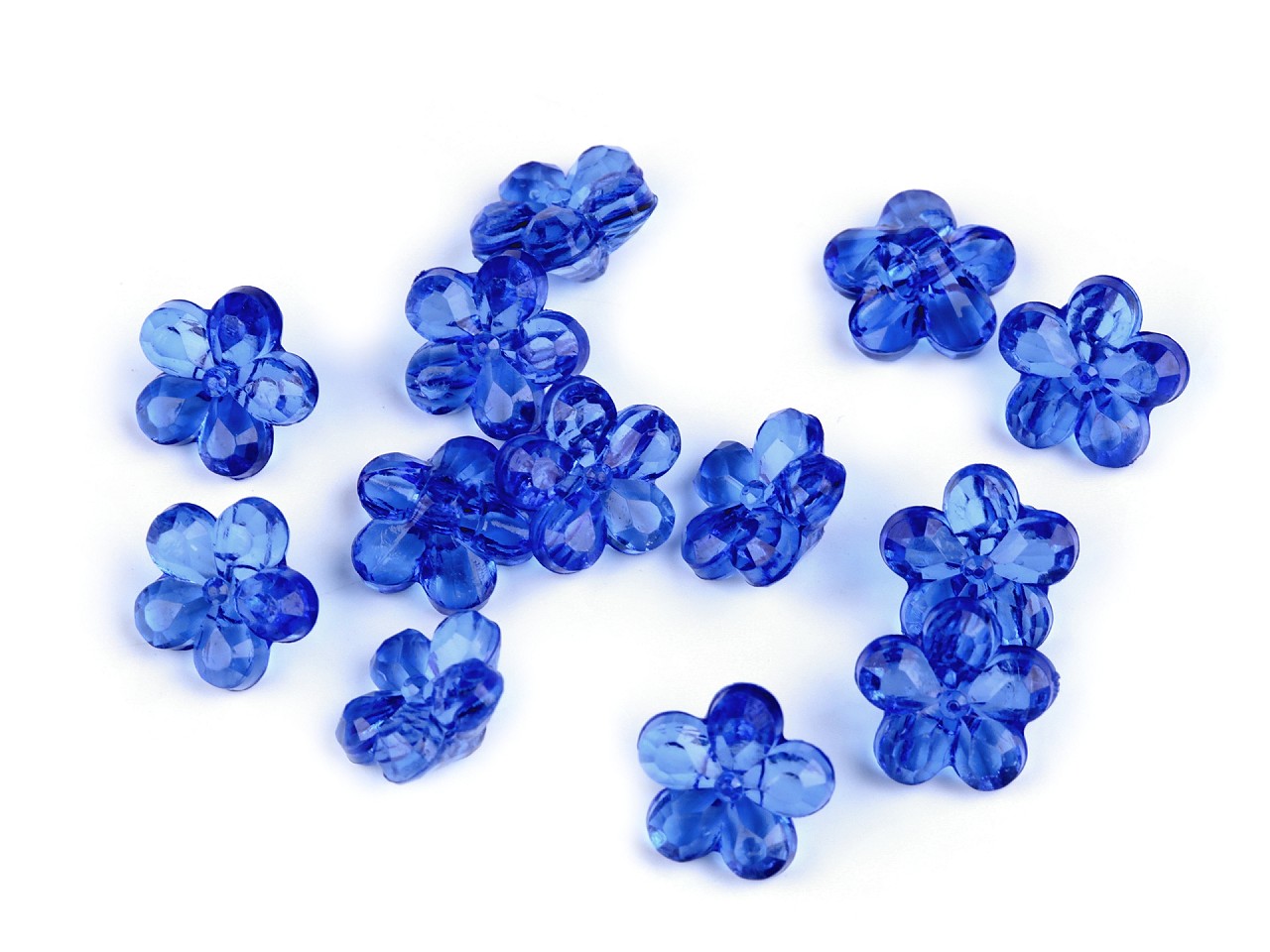Textillux.sk - produkt Plastové gombíky / korálky kvet Ø12 mm - 6 modrá královská