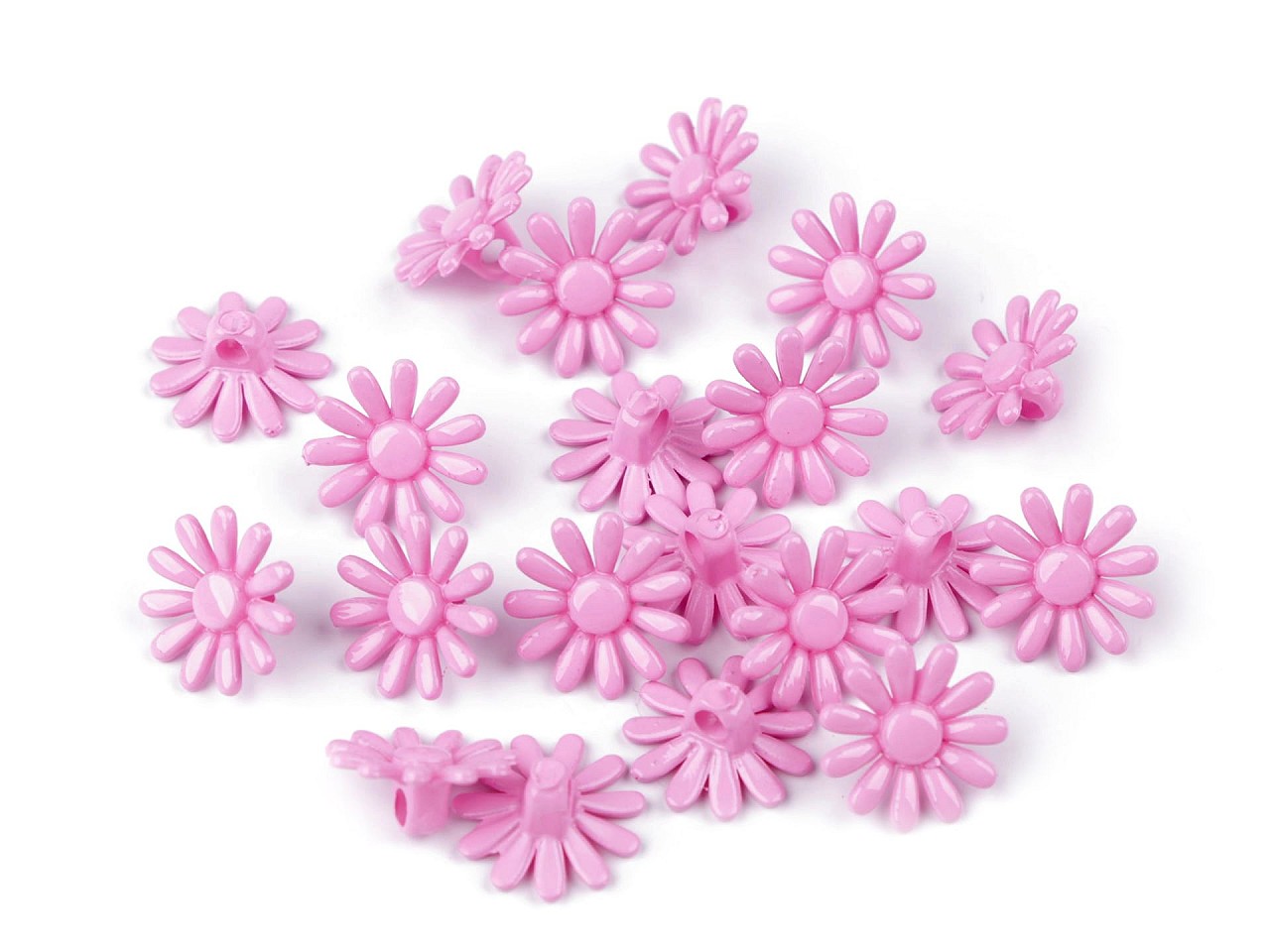 Textillux.sk - produkt Plastové gombíky / korálky kvet Ø15 mm - 2 ružová sv.