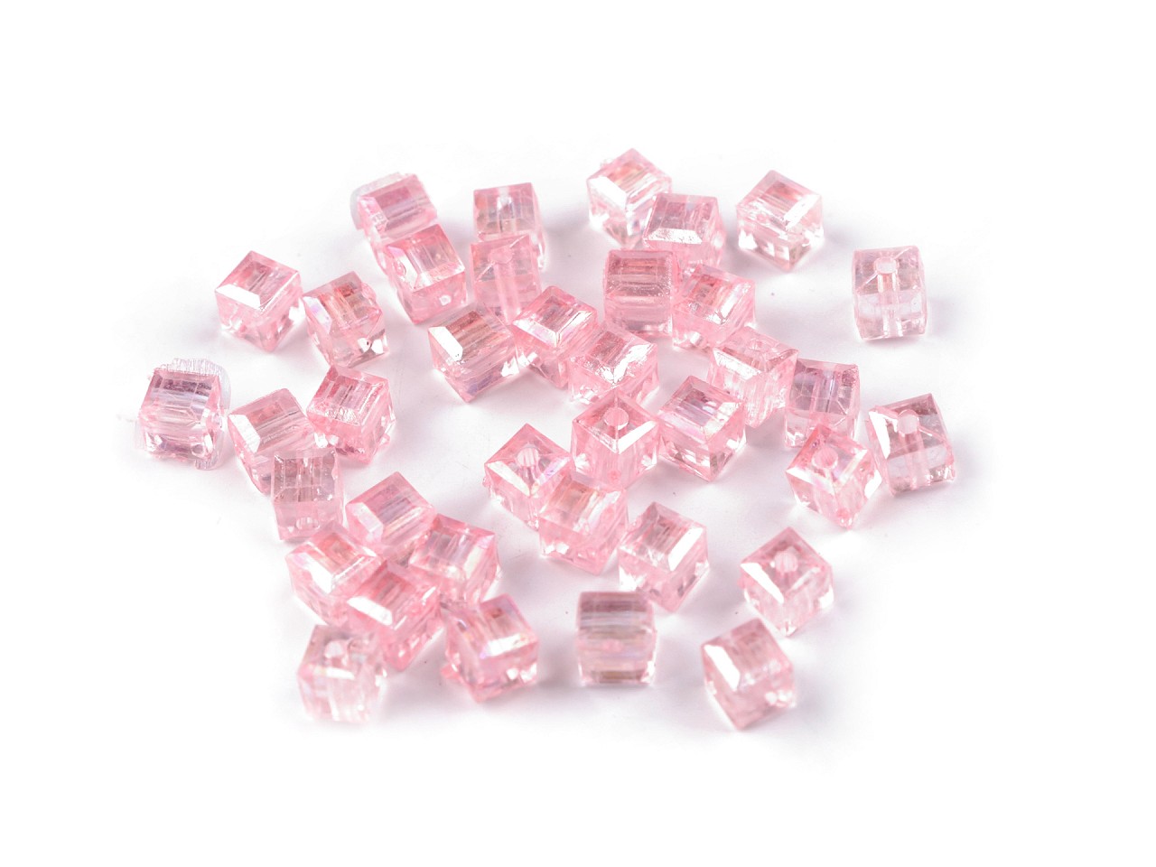 Textillux.sk - produkt Plastové korálky s AB efektom kocka 6x6 mm - 3 ružová svetlá