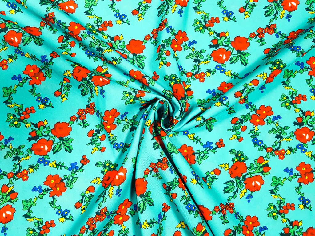Textillux.sk - produkt Polyesterová látka folk kvet malý 145 cm