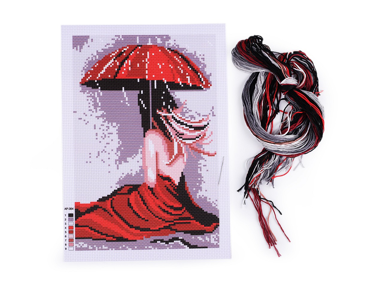 Textillux.sk - produkt Sada vyšívania - predloha, ihla, mouline - 4 viď obrázok dáždnik