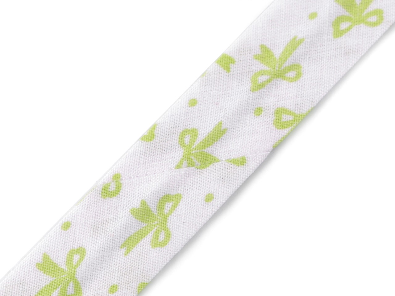 Textillux.sk - produkt Šikmý prúžok bavlnený s kvetmi šírka 20 mm zažehlený - 860252/2 zelená sv. mašľa
