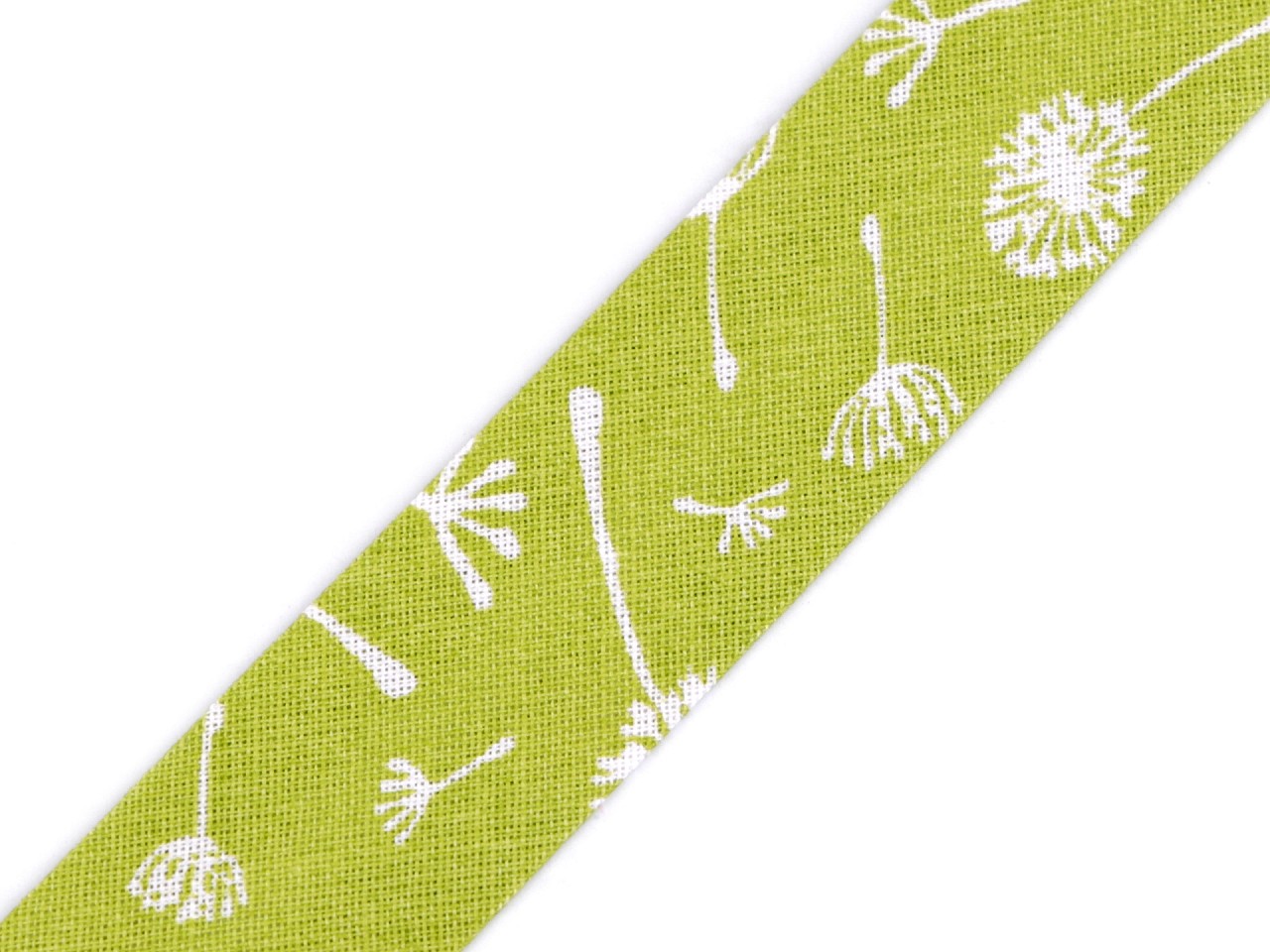 Textillux.sk - produkt Šikmý prúžok bavlnený s kvetmi šírka 20 mm zažehlený - 860661/2 zelená sv. púpava