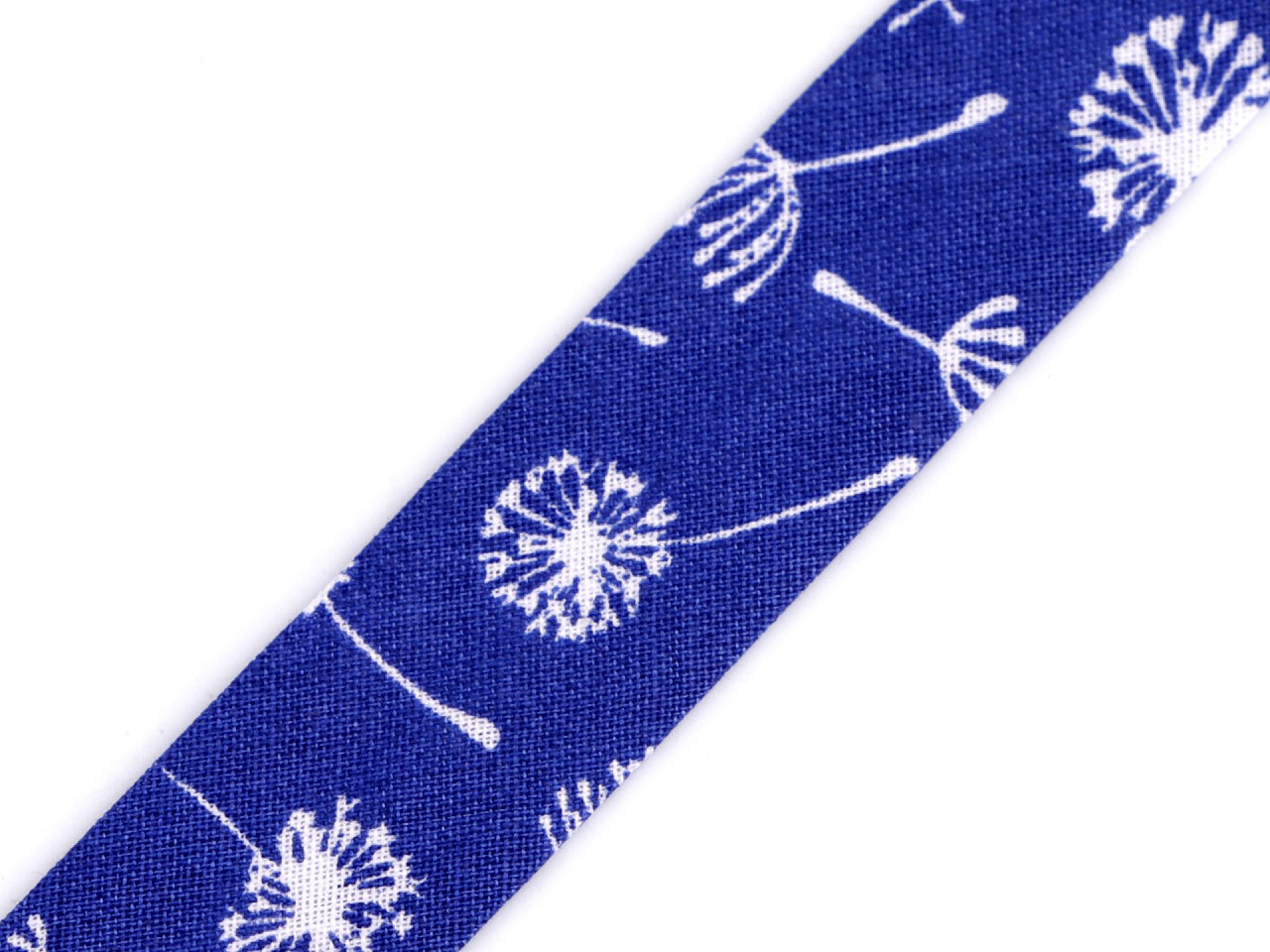 Textillux.sk - produkt Šikmý prúžok bavlnený s kvetmi šírka 20 mm zažehlený - 860661/3 modrá púpava