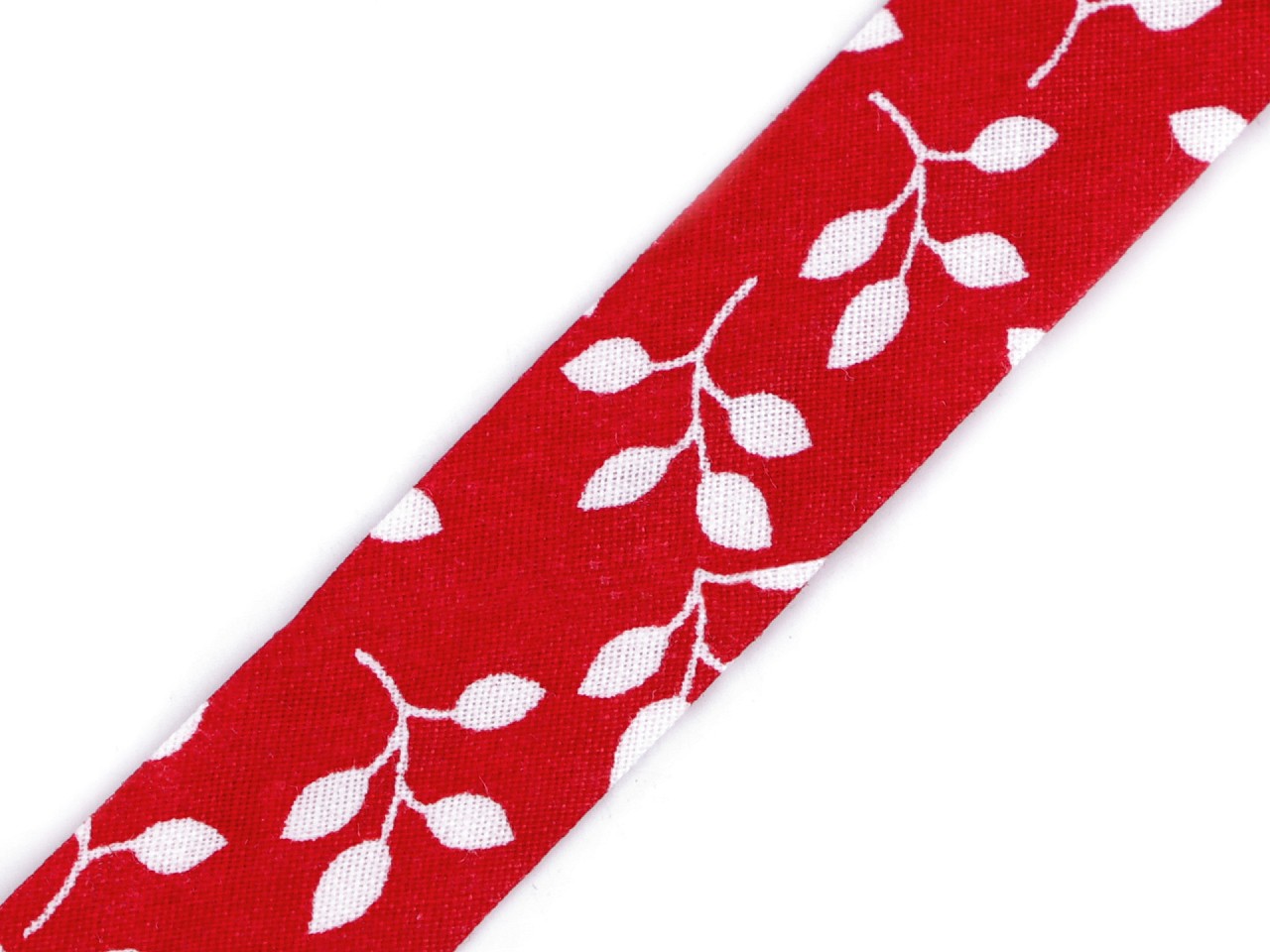 Textillux.sk - produkt Šikmý prúžok bavlnený s kvetmi šírka 20 mm zažehlený - 860249/7 červená
