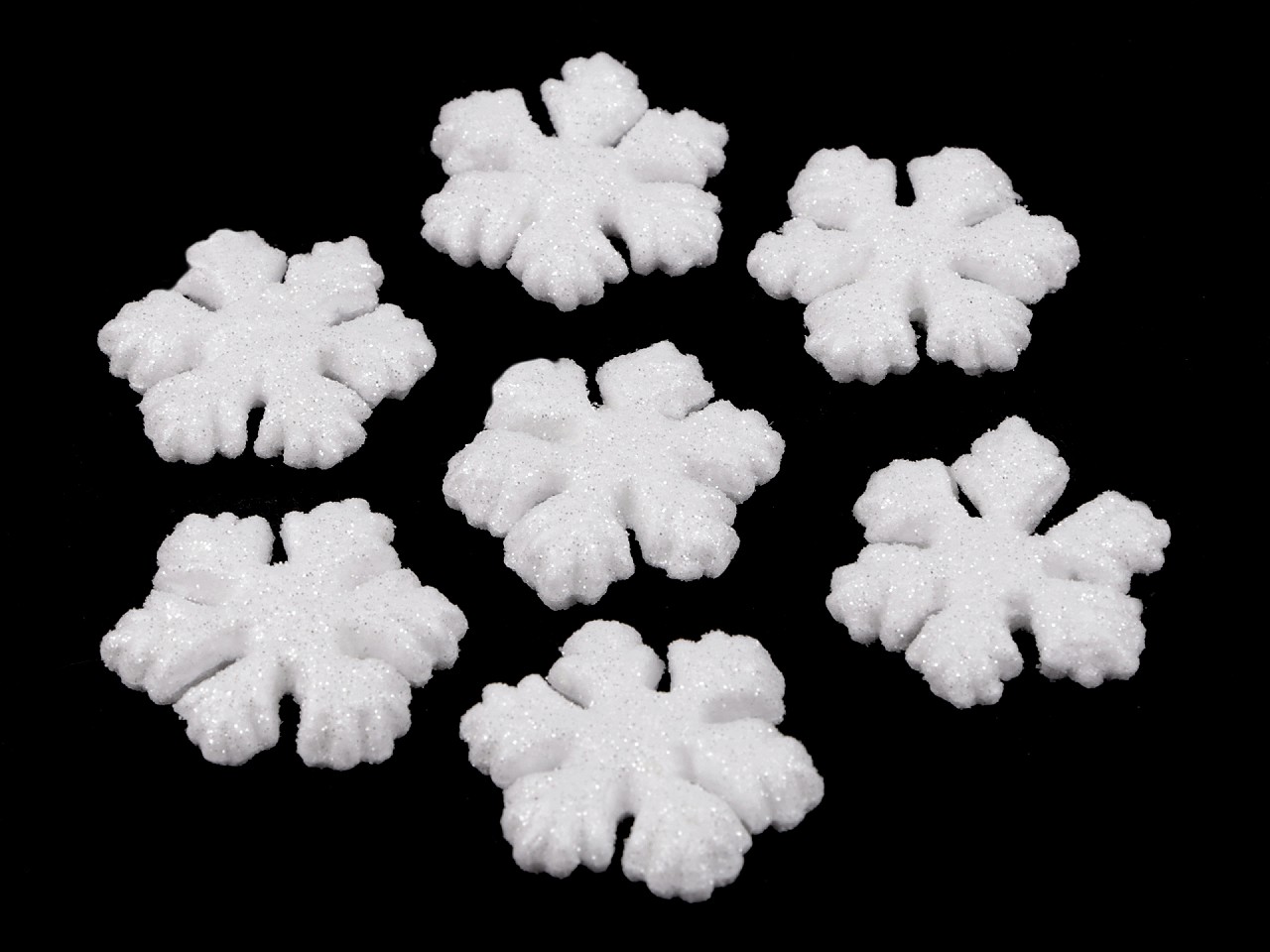 Textillux.sk - produkt Snehová vločka s glitrami Ø4,5 cm polystyrén