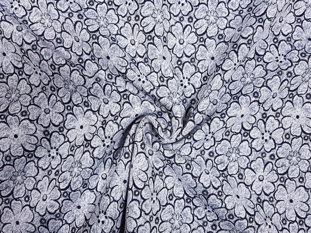 Textillux.sk - produkt Spoločenská látka žakard modré kvety 150 cm