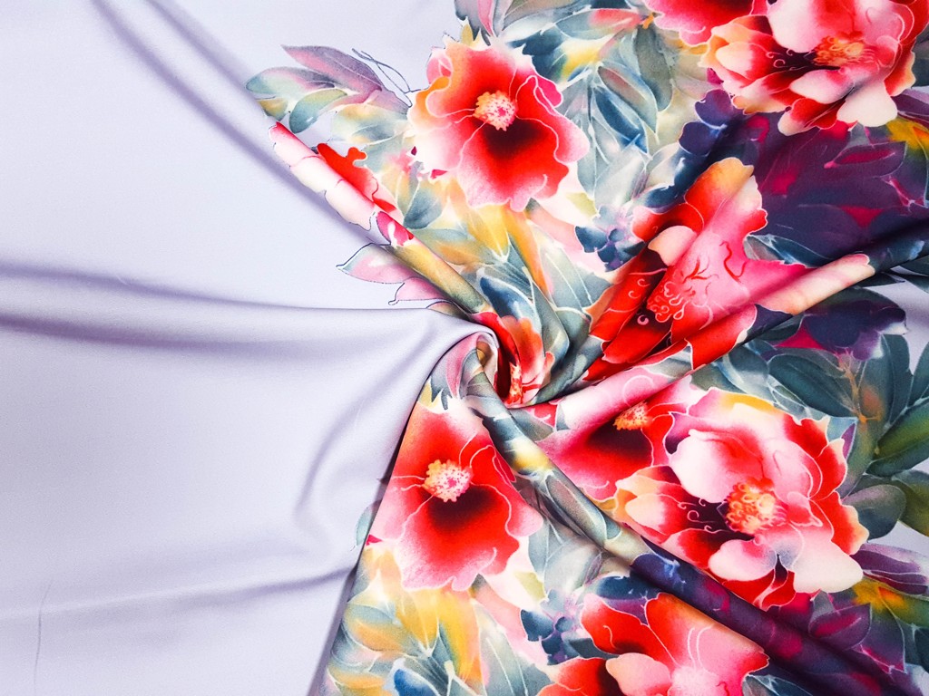 Textillux.sk - produkt Spoločenská šatovka s bordúrou ružový kvet 145 cm