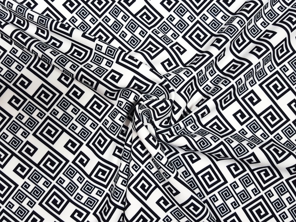 Textillux.sk - produkt Spoločenský úplet čierno-biely labyrint 145 cm