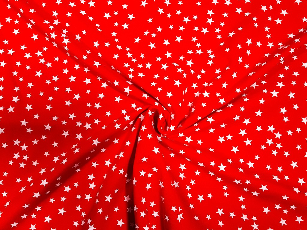 Textillux.sk - produkt Teplákovina biele hviezdičky 180 cm - 2- biele hviezdičky, červená