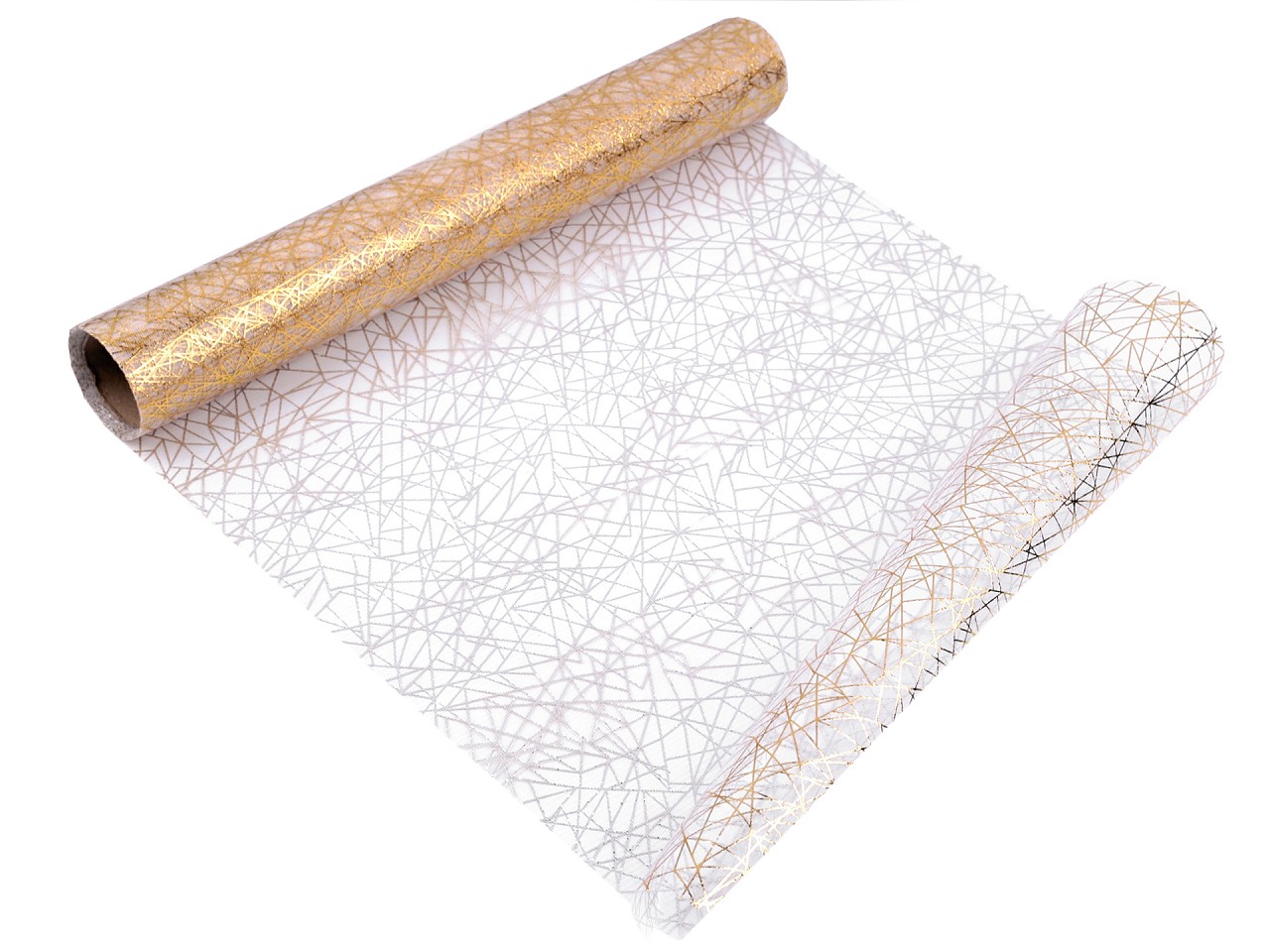 Textillux.sk - produkt Tyl dekoračný s potlačou šírka 36 cm - 2 biela zlatá