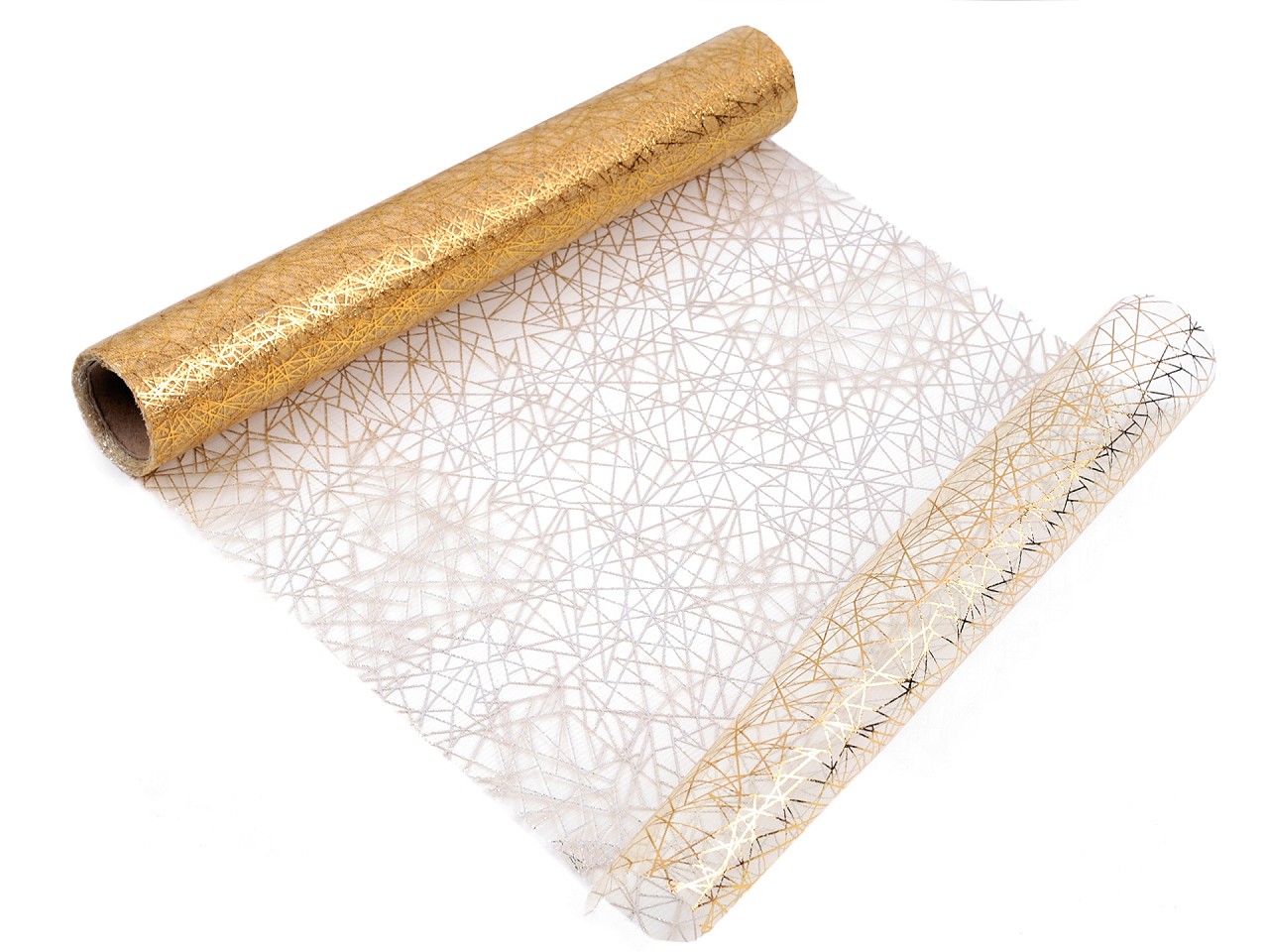 Textillux.sk - produkt Tyl dekoračný s potlačou šírka 36 cm - 3 krémová svetlá zlatá