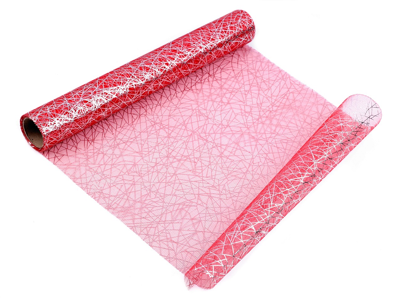 Textillux.sk - produkt Tyl dekoračný s potlačou šírka 36 cm - 4 červená strieborná