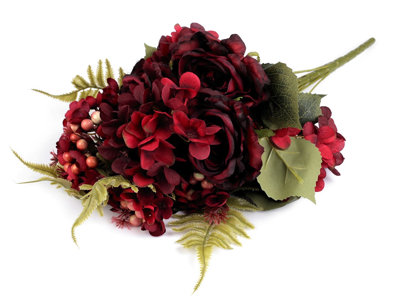 Textillux.sk - produkt Umelá kytica ruže a hortenzie - 2 bordó