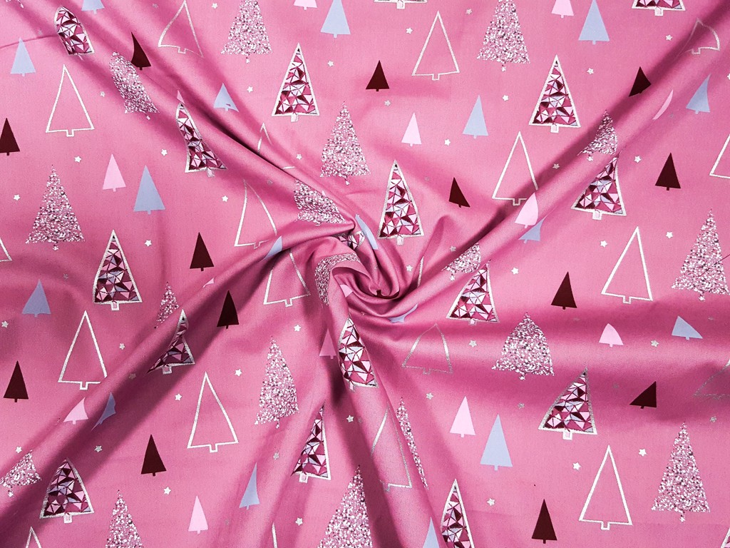 Textillux.sk - produkt Vianočná bavlnená látka moderné stromčeky 145 cm