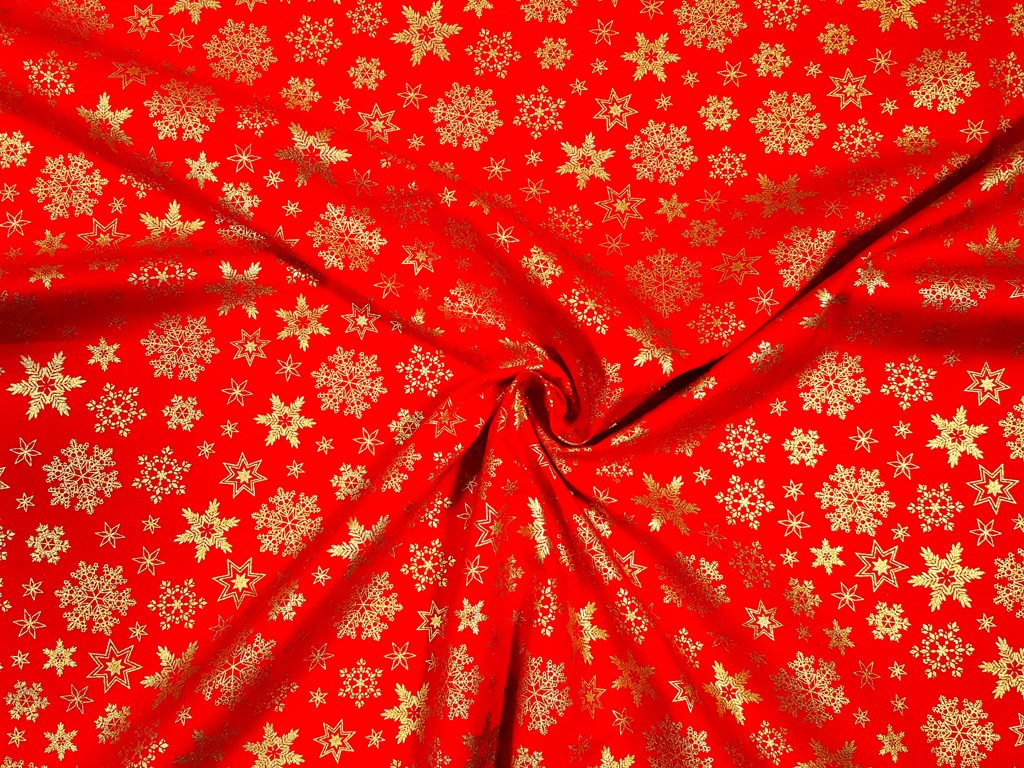 Textillux.sk - produkt Vianočná bavlnená látka zlaté vločky 145 cm