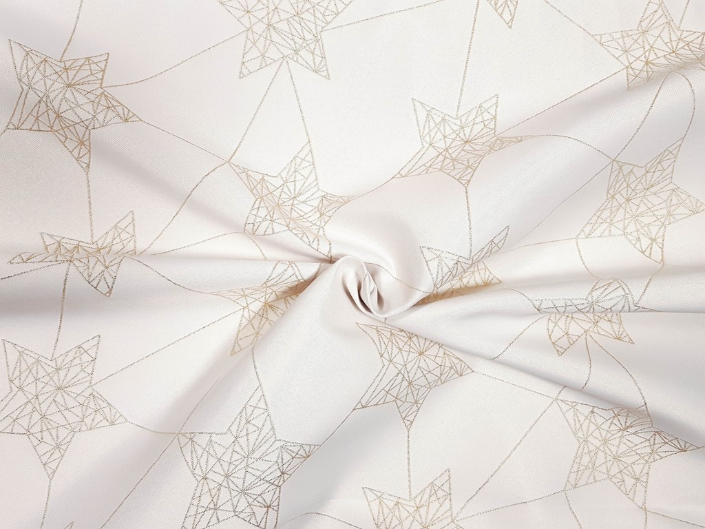 Textillux.sk - produkt Vianočná dekoračná látka zlaté hviezdičky v pavučinke 180 cm