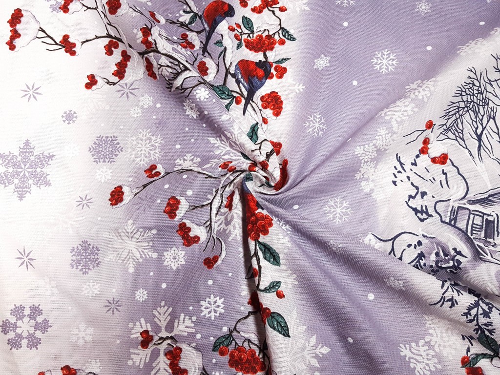 Textillux.sk - produkt Vianočná hrubá bavlnená látka bobule v bordúre a zajačik 150 cm