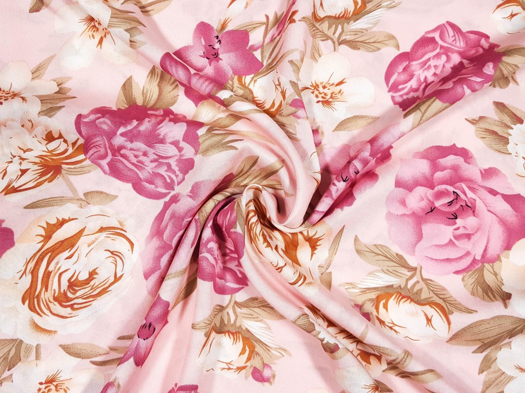 Textillux.sk - produkt Viskózová šatovka ružové kvety 140 cm