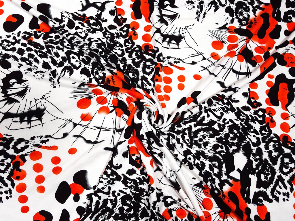 Textillux.sk - produkt Viskózový úplet leopard na vzore šírka 145 cm - 1- leopard na vzore, biela