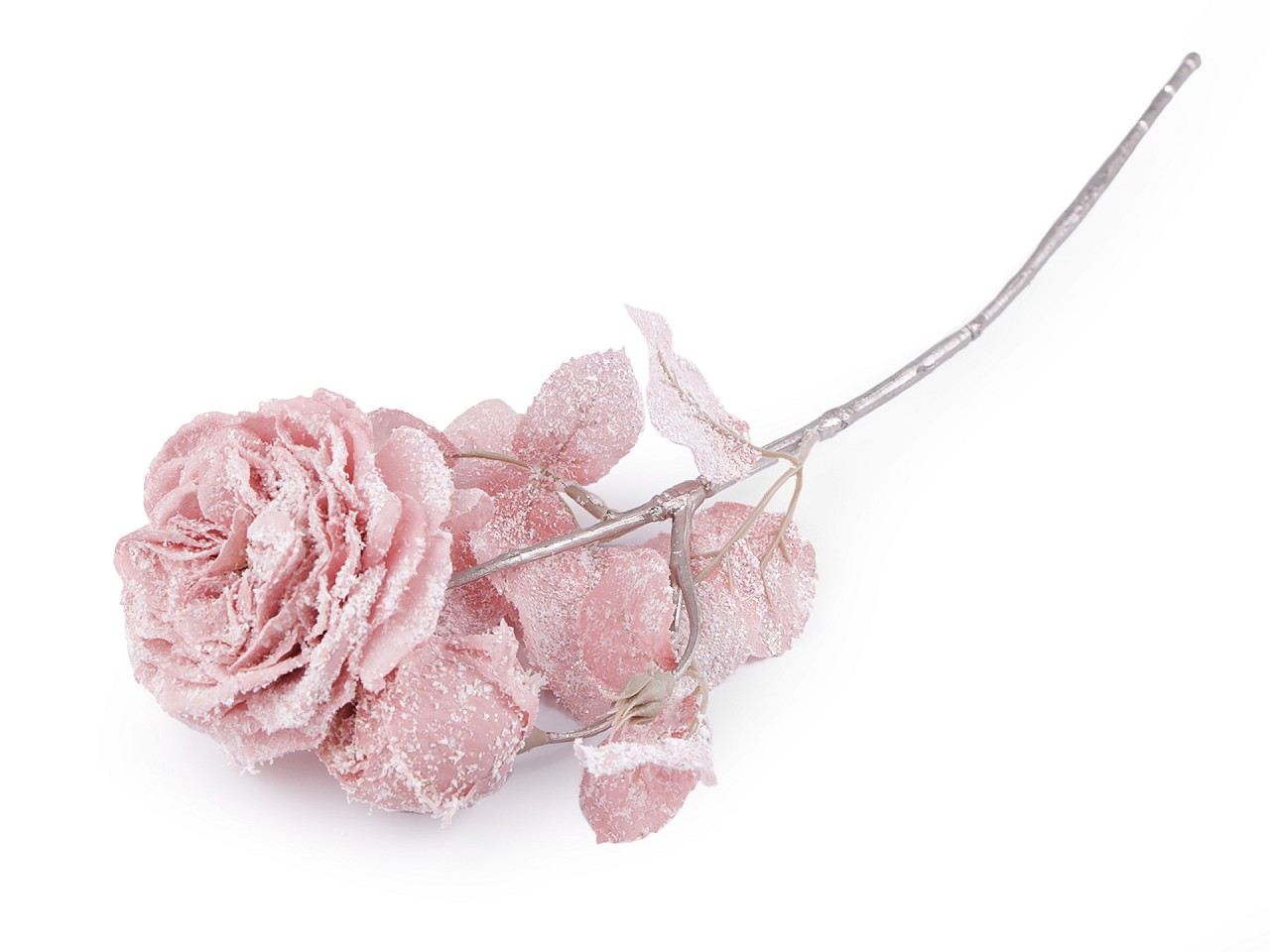 Textillux.sk - produkt Zimná umelá ruža srienistá metalická - 2 staroružová sv.