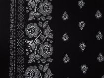 Textillux.sk - produkt Bavlnená krojová látka s bordúrou šírka 140 cm - 9- biely kvet, čierna 