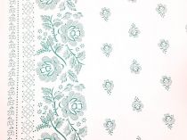 Textillux.sk - produkt Bavlnená krojová látka s bordúrou šírka 140 cm - 10- zelený kvet, biela