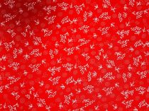 Textillux.sk - produkt Bavlnená látka biele kytičky s bodkami šírka 140 cm - 3-1044 biele kytičky s bodkami, červená