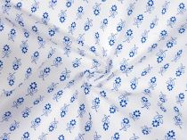 Textillux.sk - produkt Bavlnená látka biely kvet 20 mm šírka 140 cm - 7- modrý kvet, biela